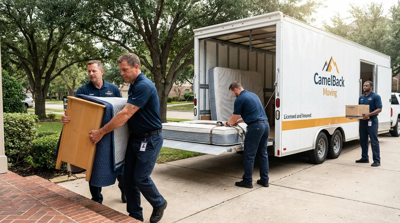 Crew loading residential truck for cross-state move from Snohomish, WA