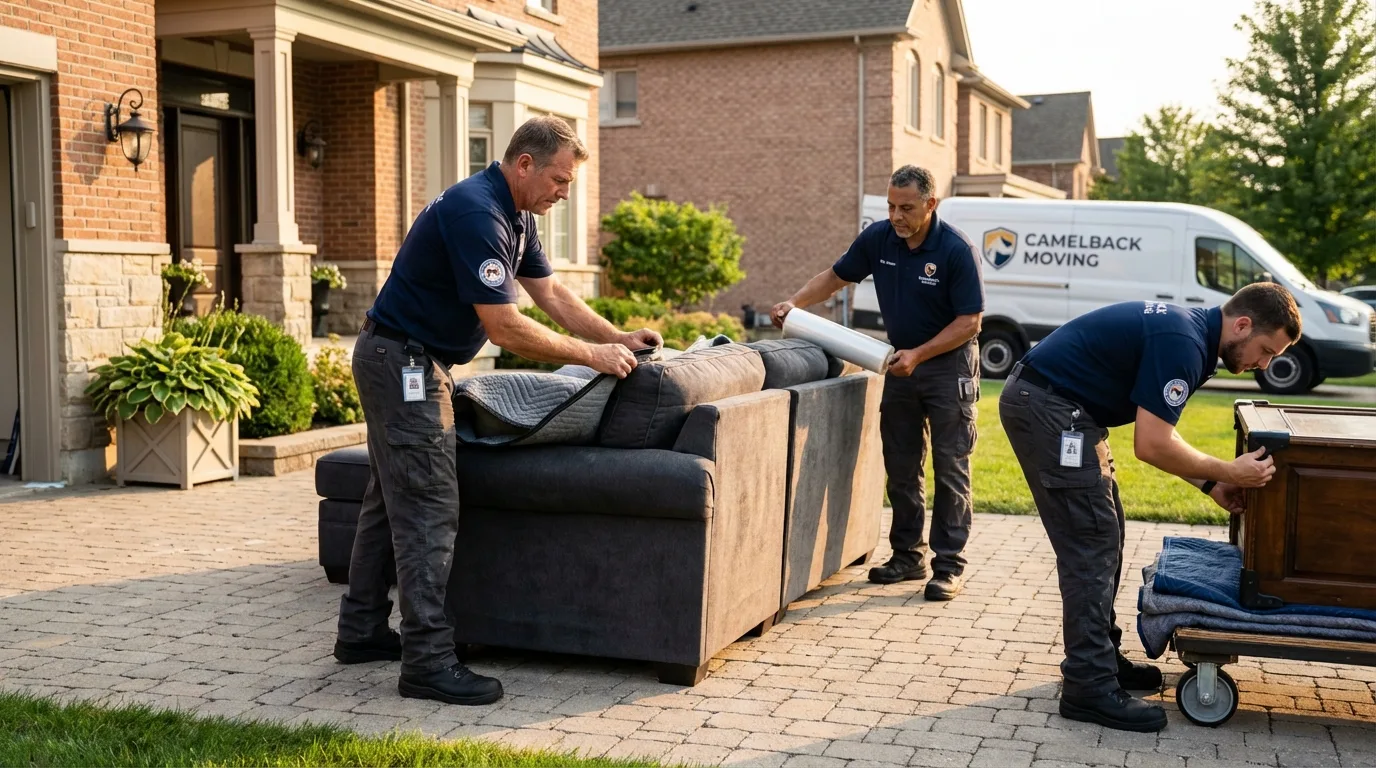 Large estate moving crew wrapping furniture in Snohomish, WA