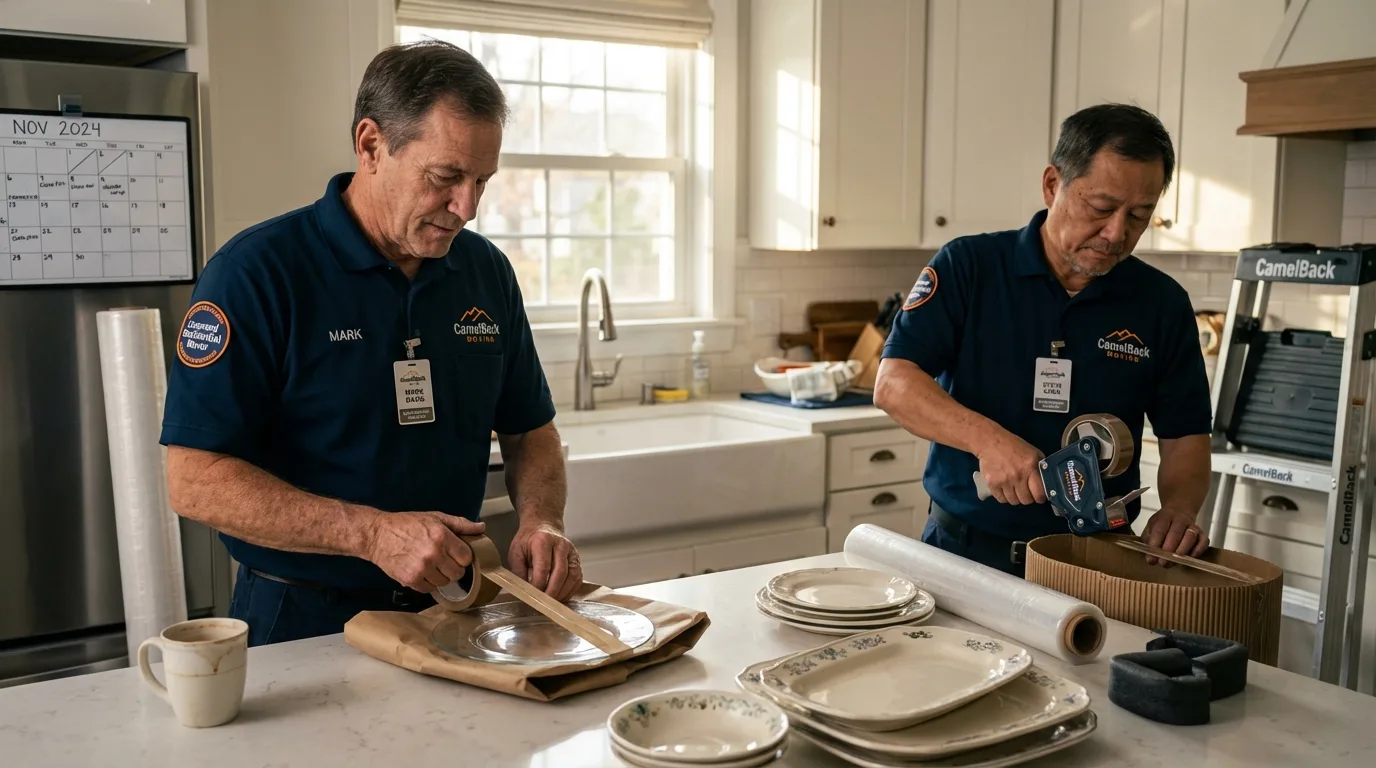 Professional crew packing kitchen dishware in Snohomish, WA